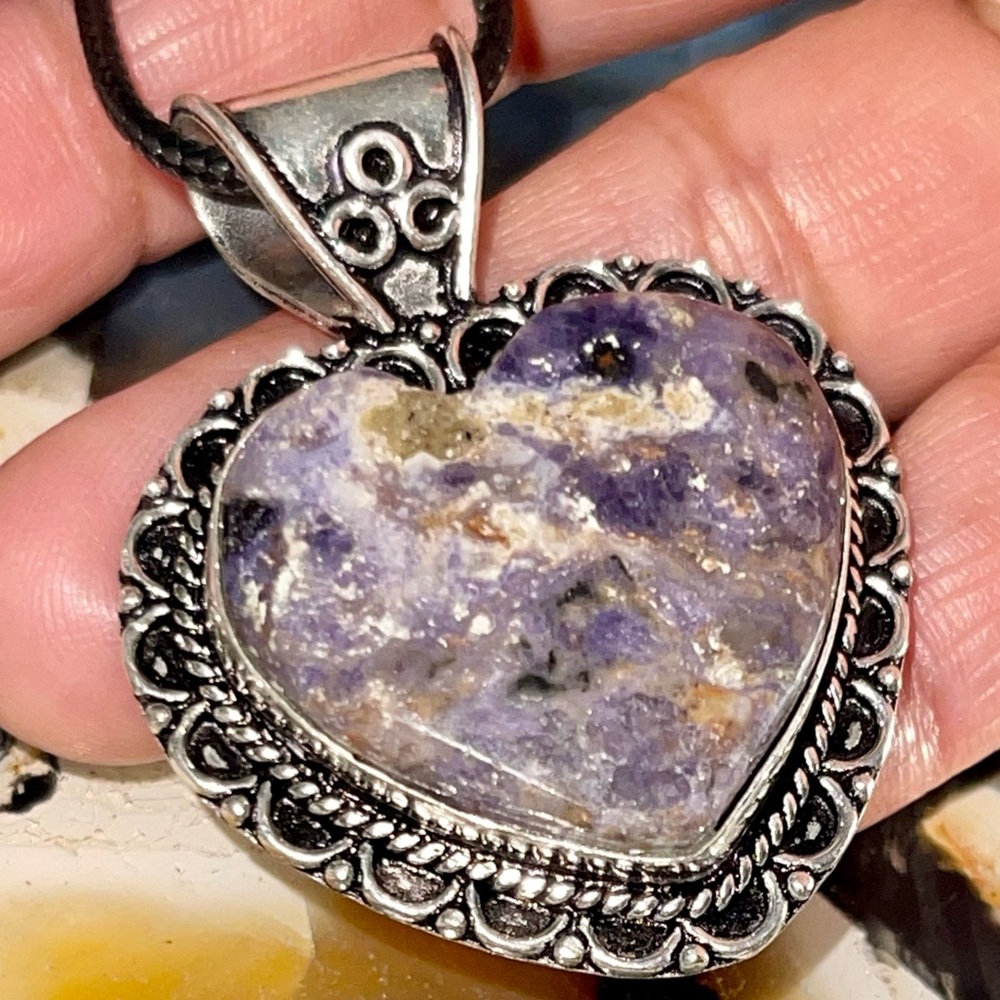 Opalized Purple Fluorite Pendant 1 7/8”
